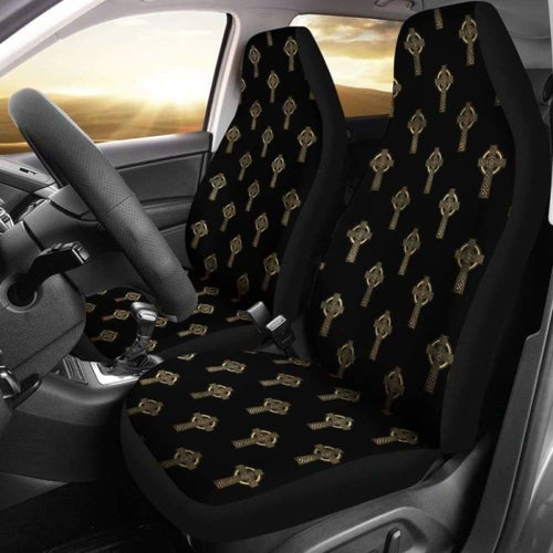 Celtic Cross Black And Gold Car Seat Covers