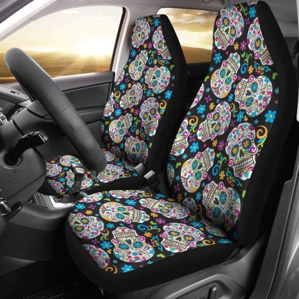 Set Of Pcs - Sugar Skull Car Seat Covers
