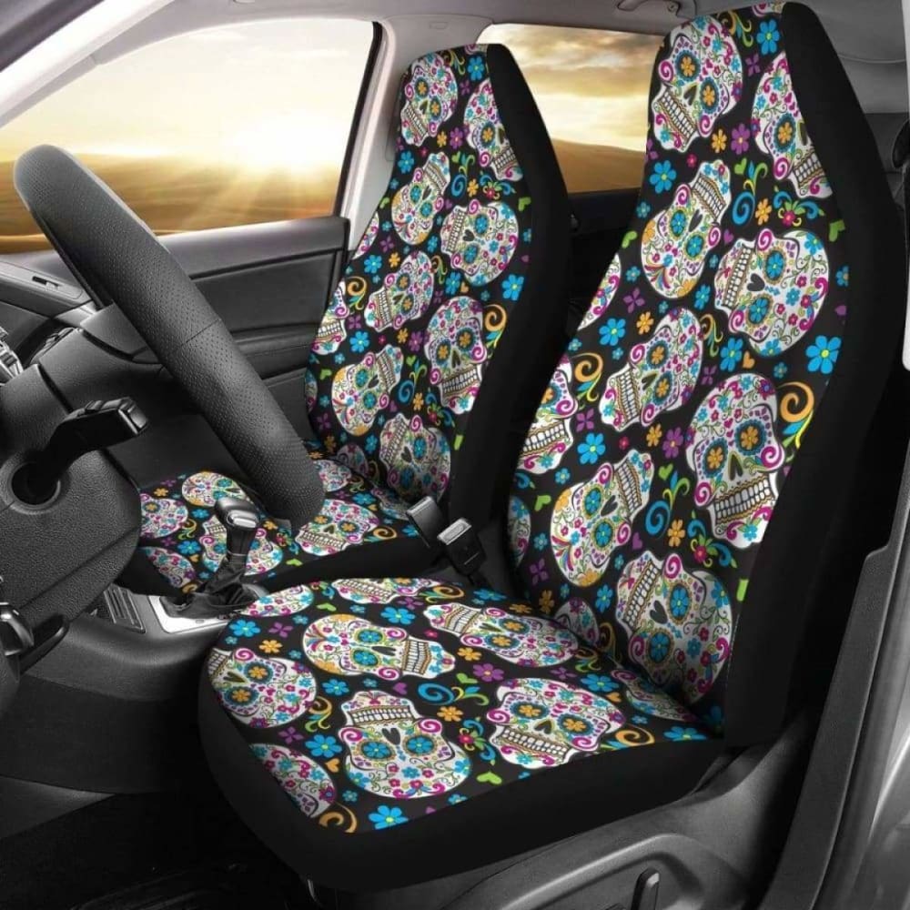 Set Of Pcs - Sugar Skull Car Seat Covers