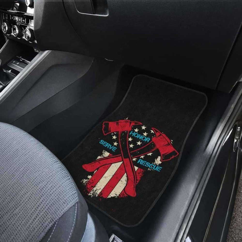 Firefighter Front And Back Car Mats Set Of