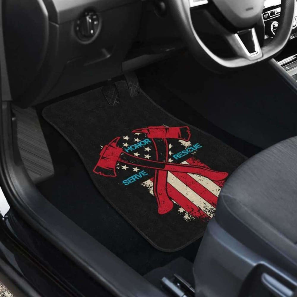 Firefighter Front And Back Car Mats Set Of