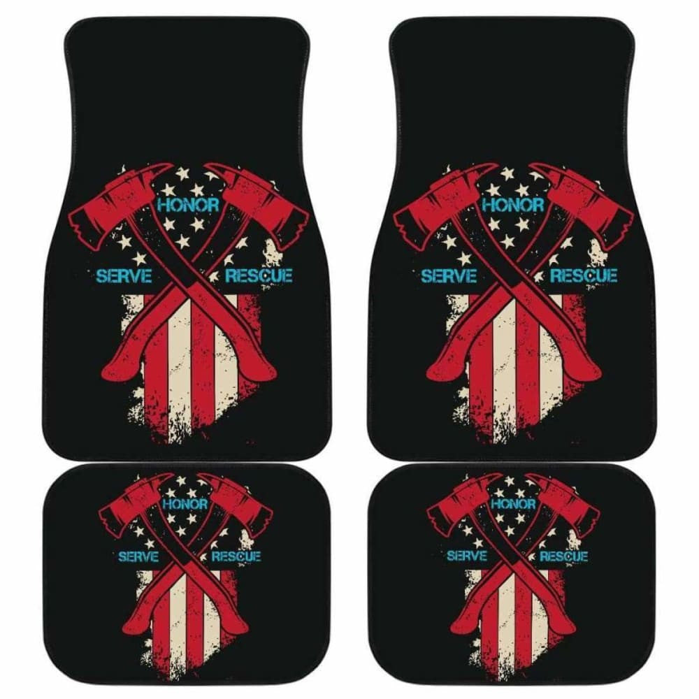 Firefighter Front And Back Car Mats Set Of