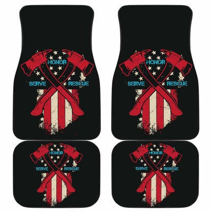 Firefighter Front And Back Car Mats Set Of