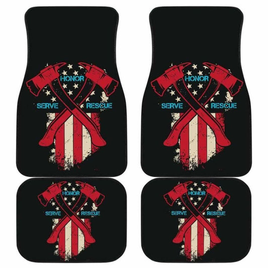 Firefighter Front And Back Car Mats Set Of
