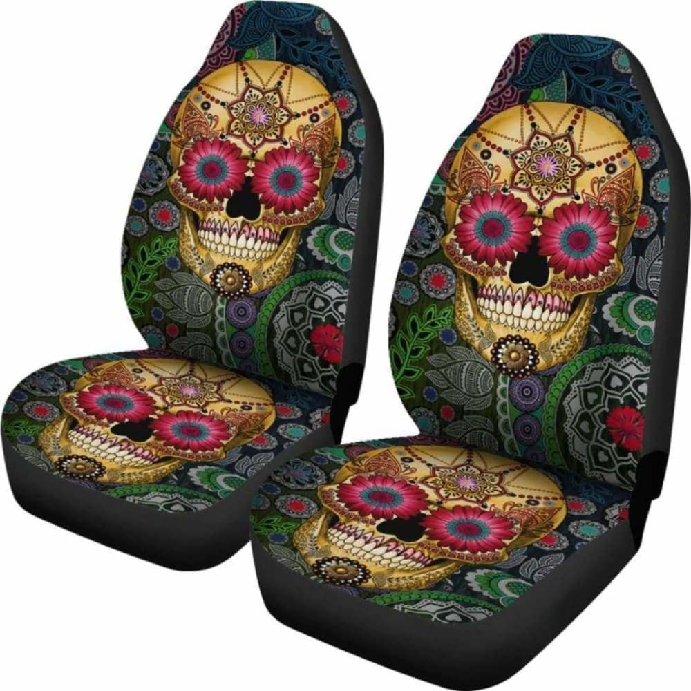 Set Of Pcs Sugar Skull Car Seat Covers