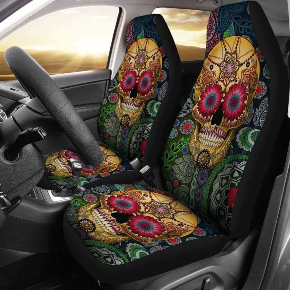 Set Of Pcs Sugar Skull Car Seat Covers