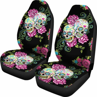 Set Pcs Floral Sugar Skull Car Seat Covers