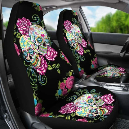 Set Pcs Floral Sugar Skull Car Seat Covers
