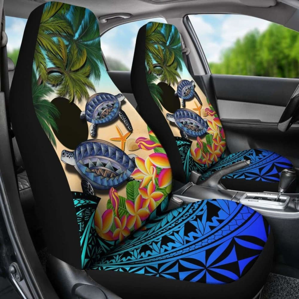 Palau Car Seat Covers - Polynesian Turtle Coconut Tree And Plumeria Amazing