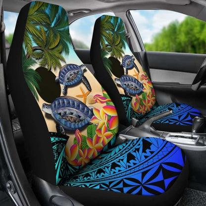 Palau Car Seat Covers - Polynesian Turtle Coconut Tree And Plumeria Amazing