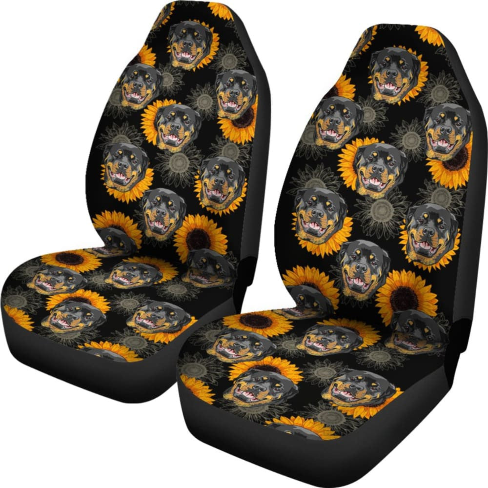 Rottweiler Love Sunflower Car Seat Covers