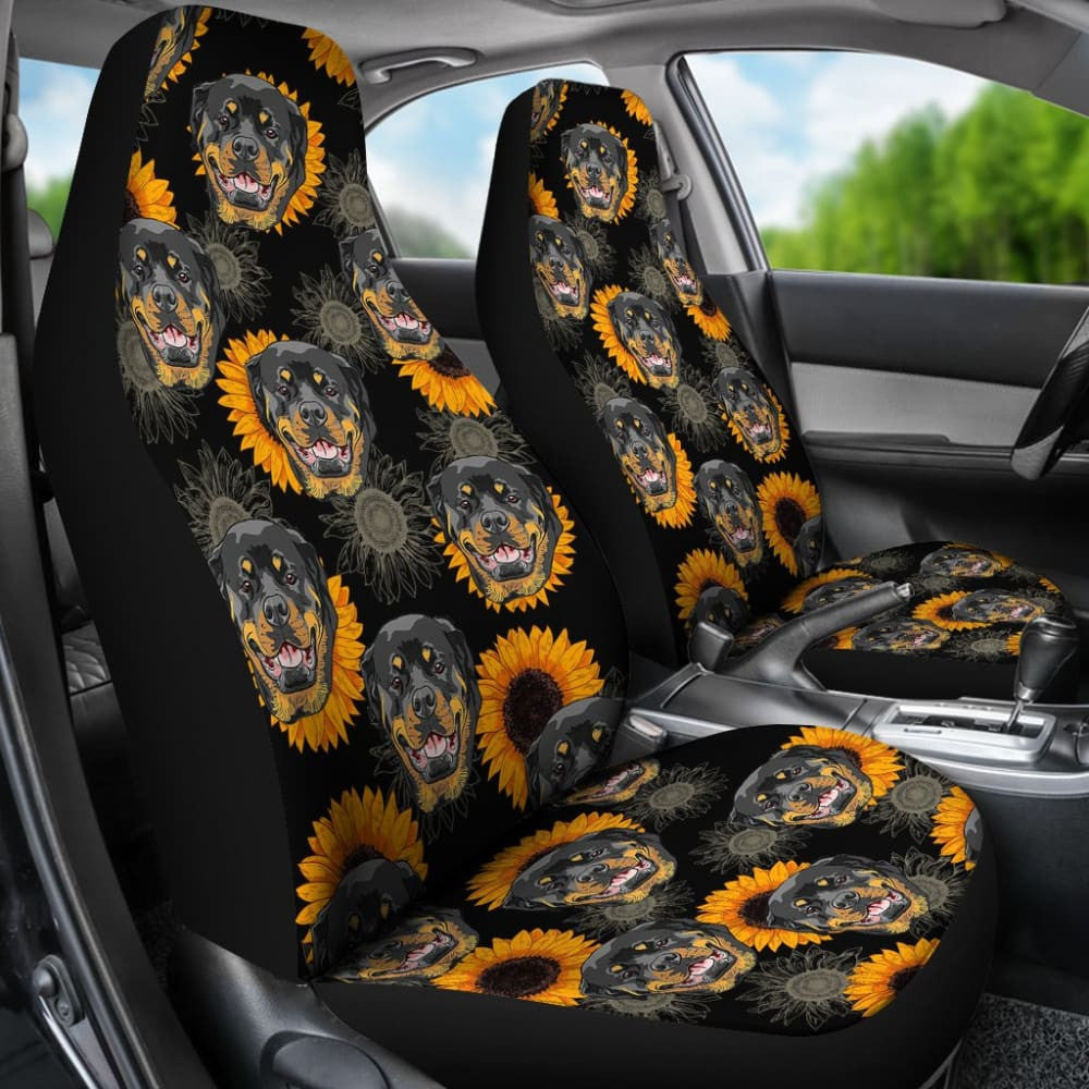 Rottweiler Love Sunflower Car Seat Covers
