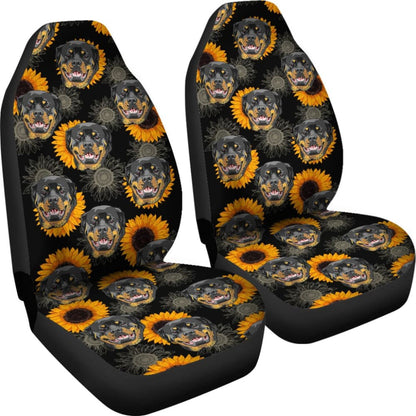 Rottweiler Love Sunflower Car Seat Covers