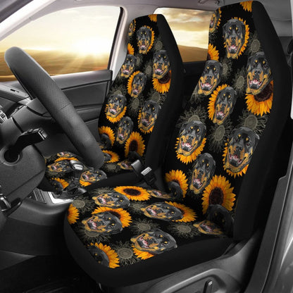 Rottweiler Love Sunflower Car Seat Covers