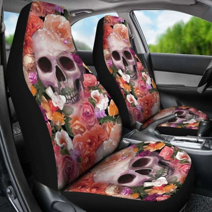 Set Of Skull Skeleton Floral Skull Car Seat Covers