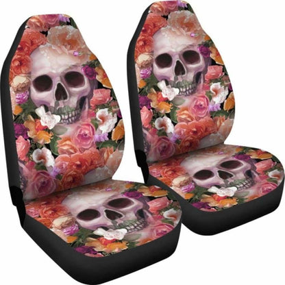Set Of Skull Skeleton Floral Skull Car Seat Covers