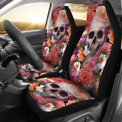 Set Of Skull Skeleton Floral Skull Car Seat Covers