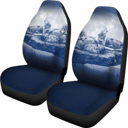 Wolf Car Seat Covers Family Blue
