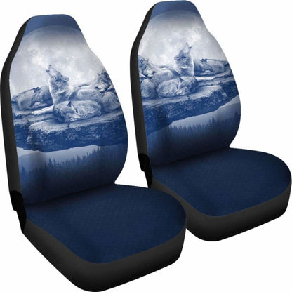 Wolf Car Seat Covers Family Blue