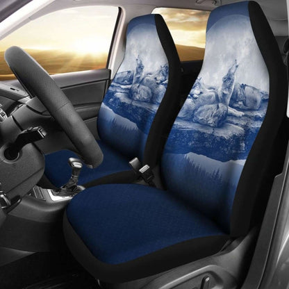 Wolf Car Seat Covers Family Blue