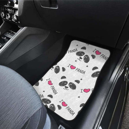 Hand Drawn Faces Of Pandas Pattern Front And Back Car Mats
