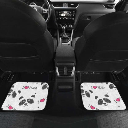 Hand Drawn Faces Of Pandas Pattern Front And Back Car Mats