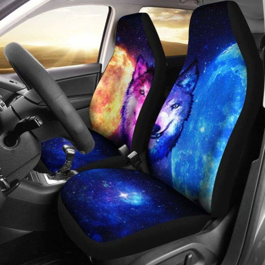 Two Faces Wolf Galaxy Car Seat Covers