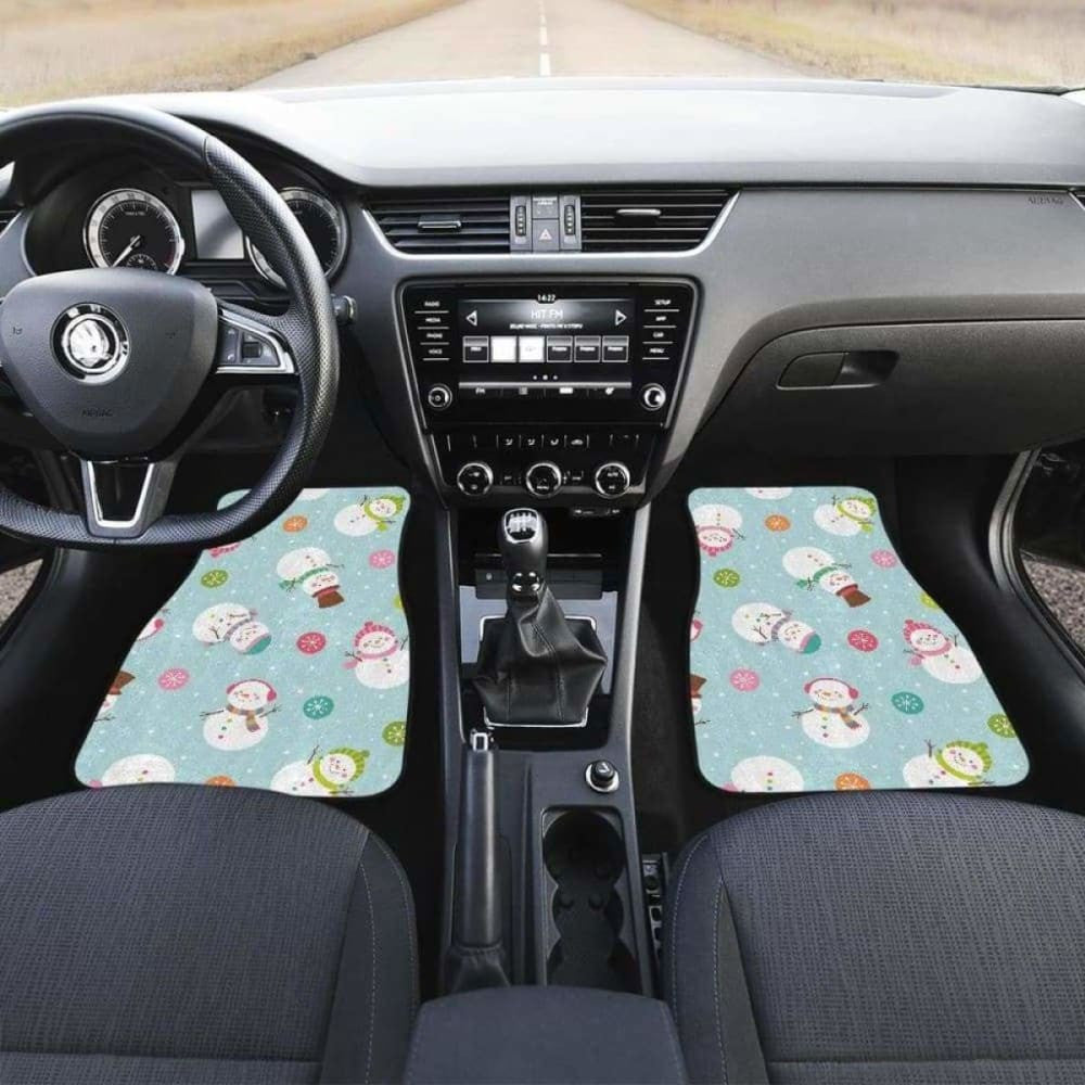 Cute Snowman Snowflake Pattern Front And Back Car Mats
