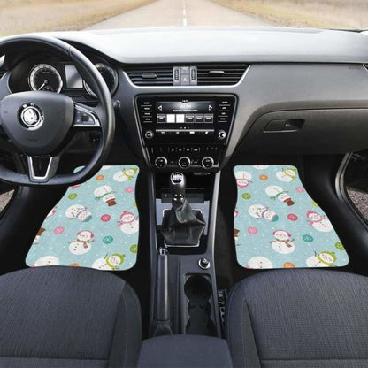 Cute Snowman Snowflake Pattern Front And Back Car Mats