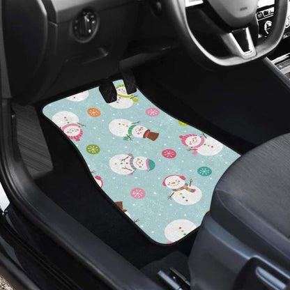 Cute Snowman Snowflake Pattern Front And Back Car Mats