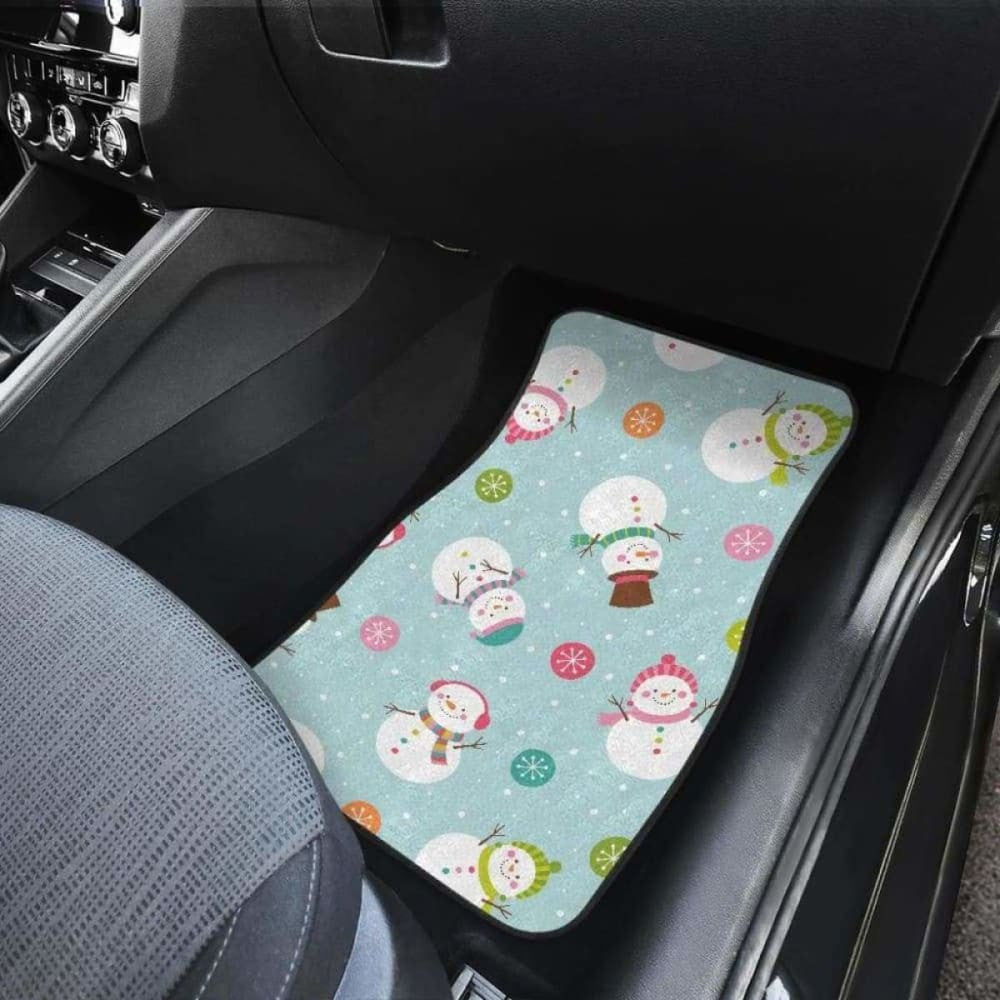 Cute Snowman Snowflake Pattern Front And Back Car Mats