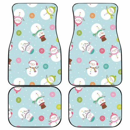 Cute Snowman Snowflake Pattern Front And Back Car Mats