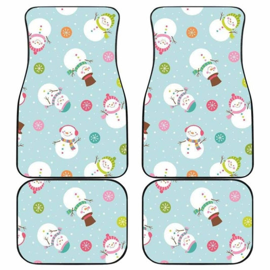 Cute Snowman Snowflake Pattern Front And Back Car Mats