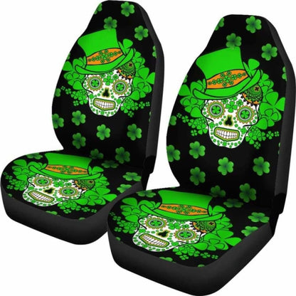 Set Of Sugar Skull St Patrick'S Day Seat Covers
