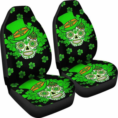 Set Of Sugar Skull St Patrick'S Day Seat Covers
