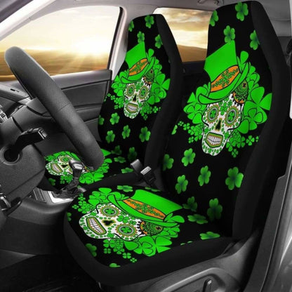 Set Of Sugar Skull St Patrick'S Day Seat Covers