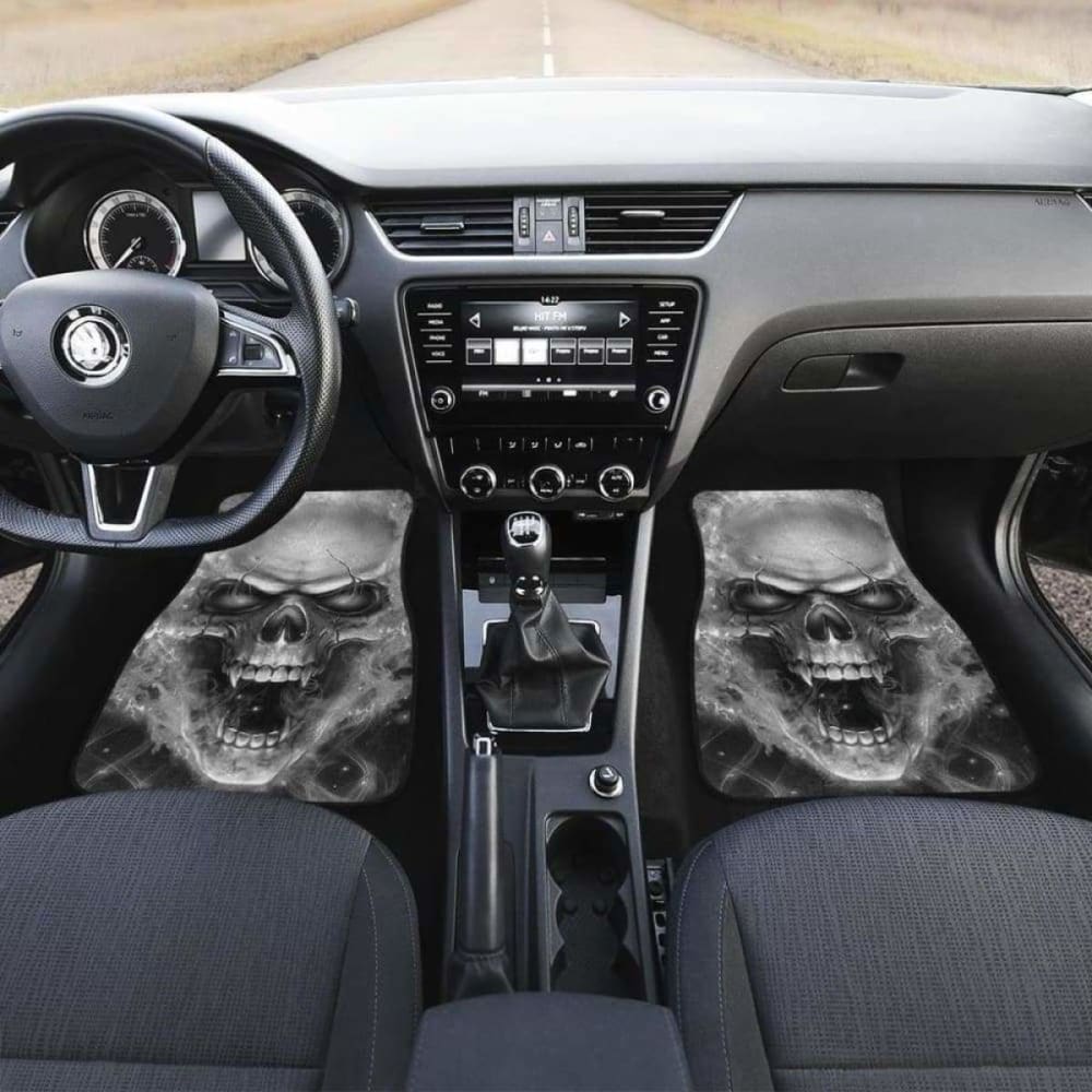 Set Of Pcs Flaming Skull Car Mat