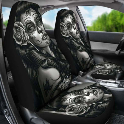 Set Pcs Beautiful Girl Seat Cover Sugar Skulls