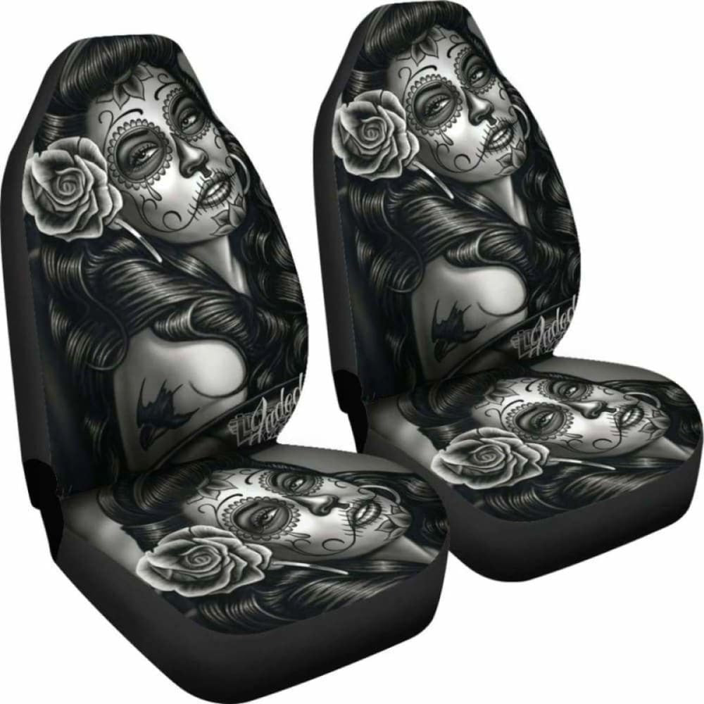 Set Pcs Beautiful Girl Seat Cover Sugar Skulls