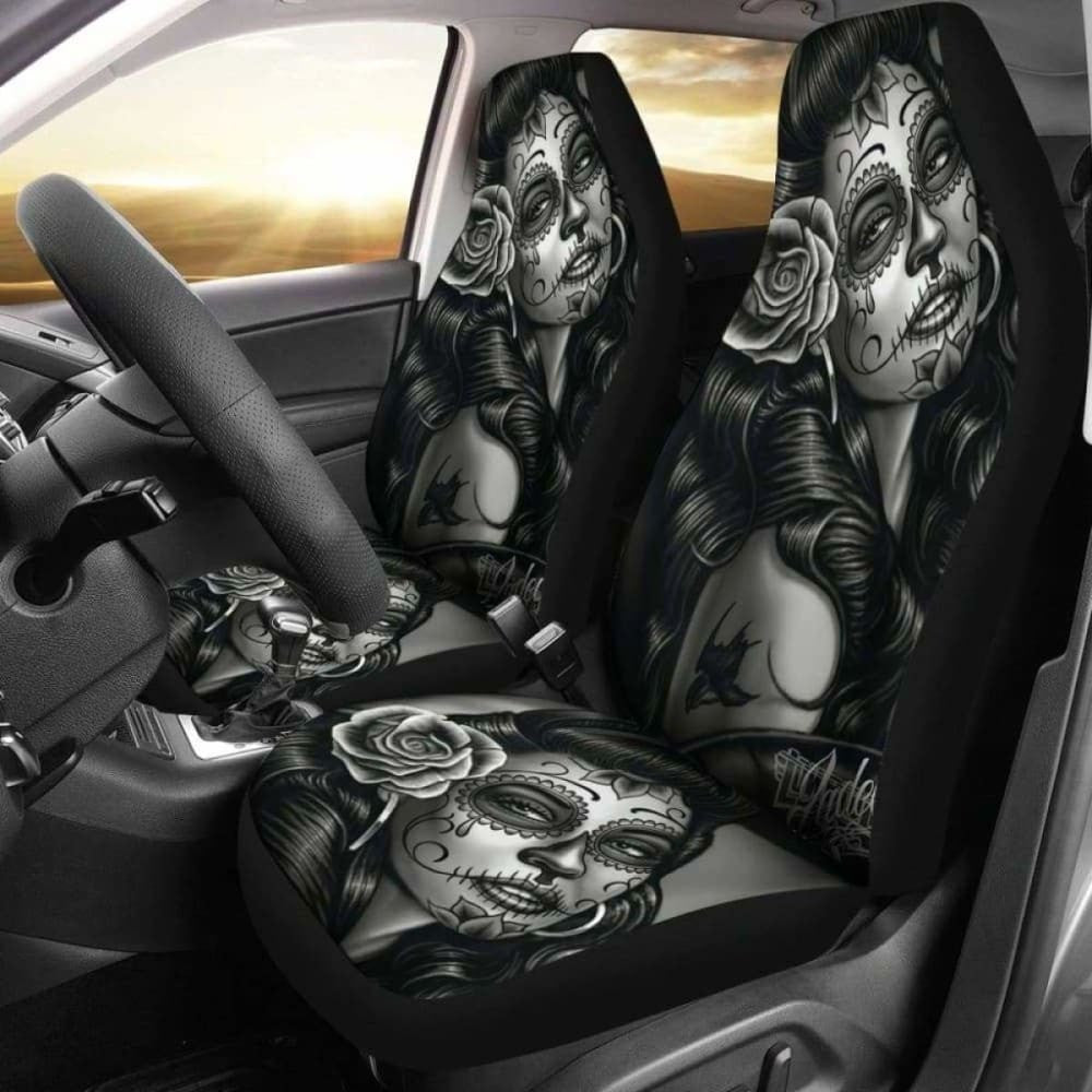 Set Pcs Beautiful Girl Seat Cover Sugar Skulls