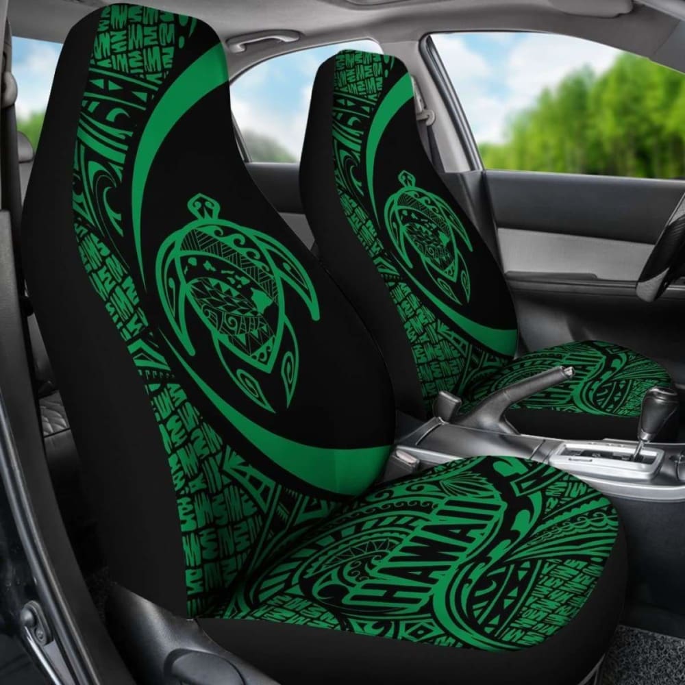 Hawaii Turtle Map Polynesian Car Seat Covers - Green - Best Look - New