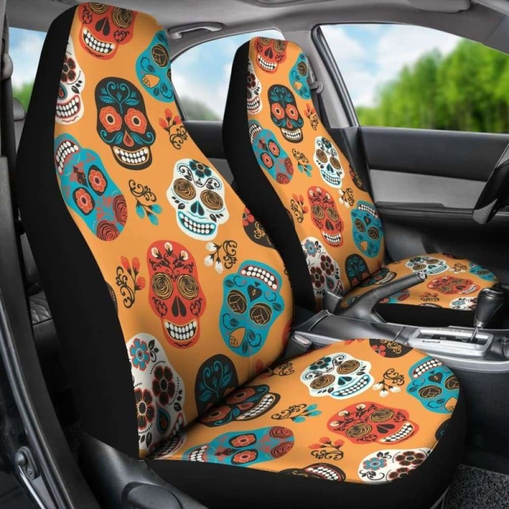 Set Pcs Car Seat Cover Sugar Skulls