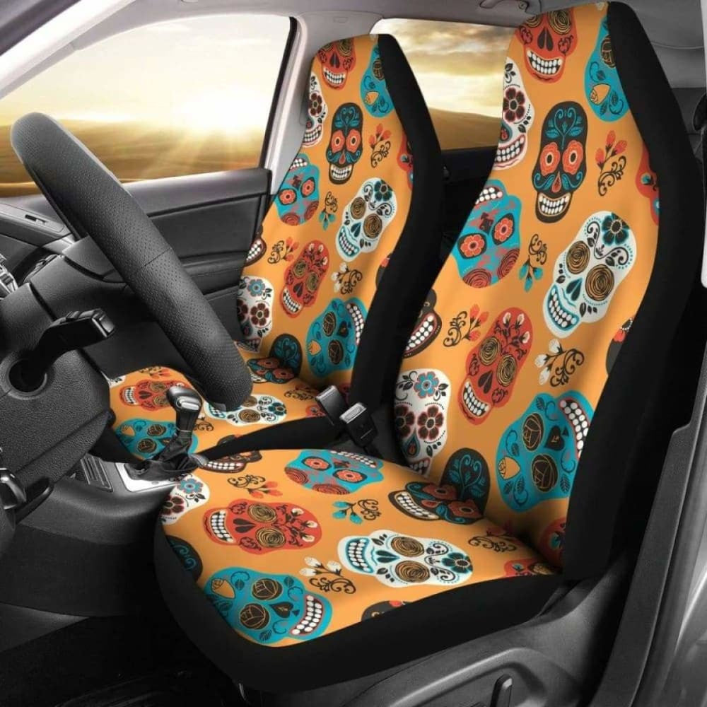 Set Pcs Car Seat Cover Sugar Skulls