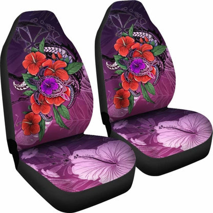 Polynesian Hawaii Car Seat Covers - Purple Hibiscus Turtle Flowing - Amazing