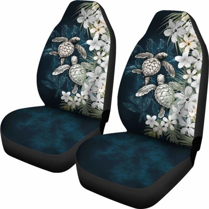 Kanaka Maoli (Hawaiian) Car Seat Covers - Sea Turtle Tropical Hibiscus And Plumeria White Amazing