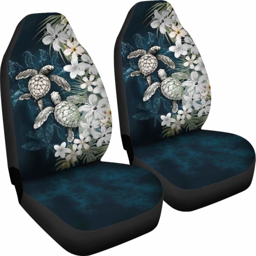 Kanaka Maoli (Hawaiian) Car Seat Covers - Sea Turtle Tropical Hibiscus And Plumeria White Amazing