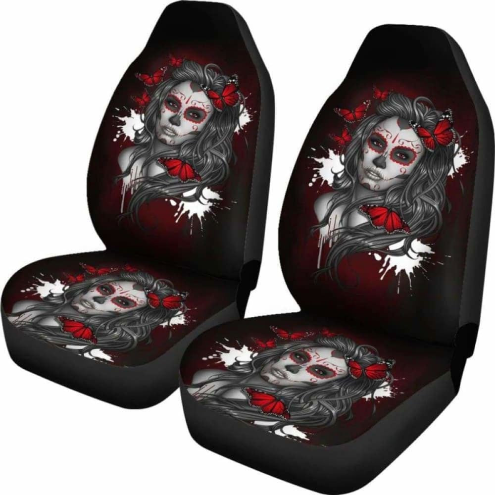 Set Of Pcs Beautiful Sugar Skull Girl Car Seat Cover