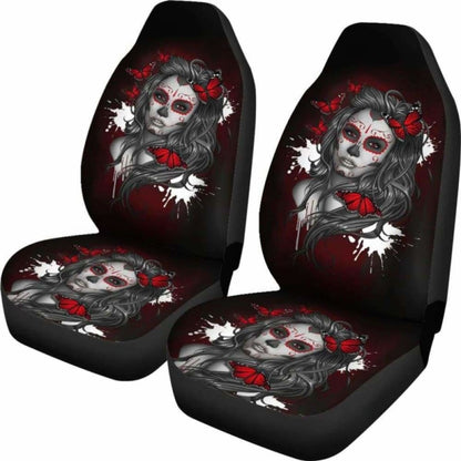 Set Of Pcs Beautiful Sugar Skull Girl Car Seat Cover