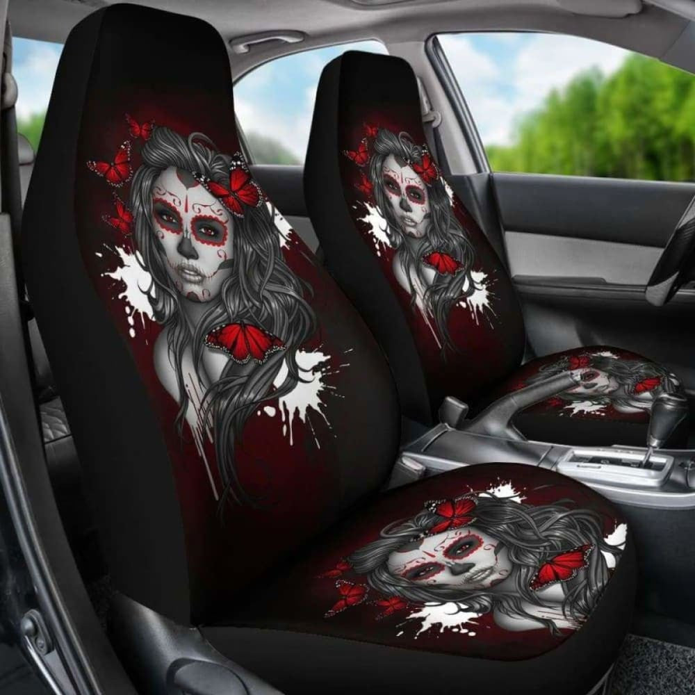 Set Of Pcs Beautiful Sugar Skull Girl Car Seat Cover