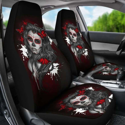 Set Of Pcs Beautiful Sugar Skull Girl Car Seat Cover
